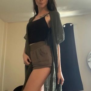 Green loose knit cardigan